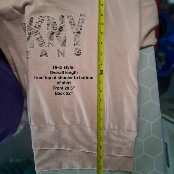 DKNY Short Sleeve Beaded Logo Sweater Top, SIZE MEDIUM, Pink - Picture 10 of 11